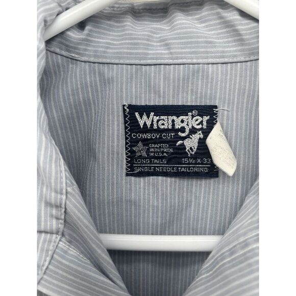 Vintage Wrangler Western Workwear Mechanic Long Sleeve Button Shirt M 15.5 READ - Picture 3 of 5